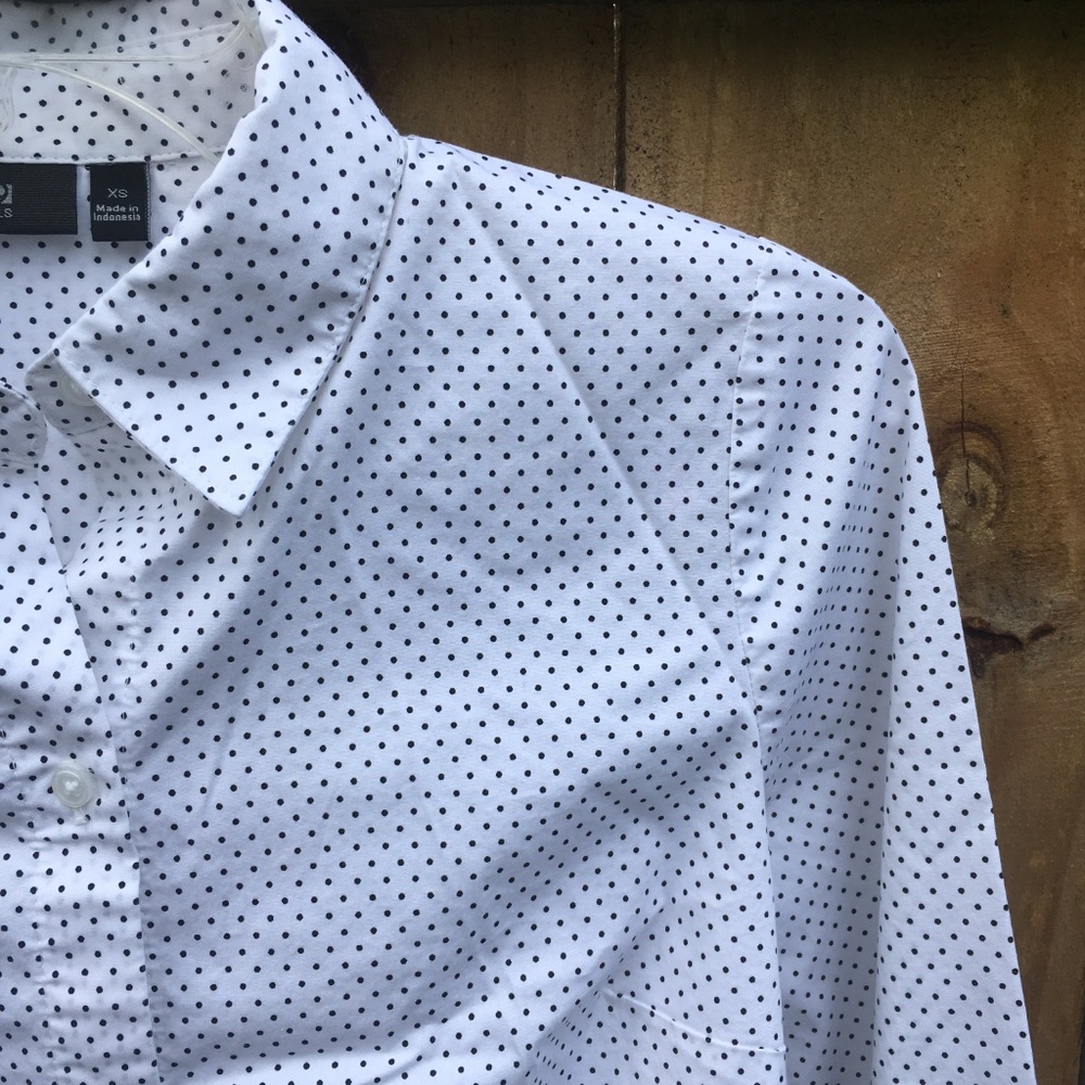 Black and White Polka Dot Button Down